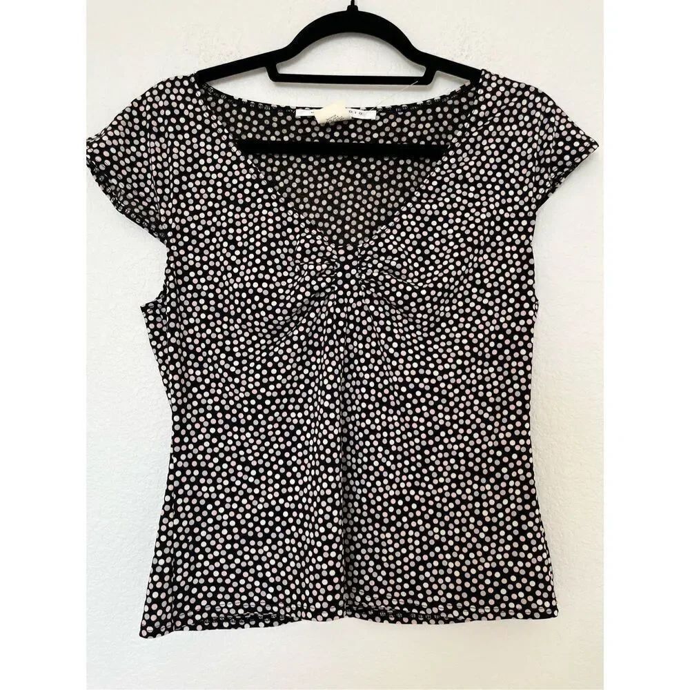 NWOT Max Studio Polka Dot Cap Sleeve Blouse